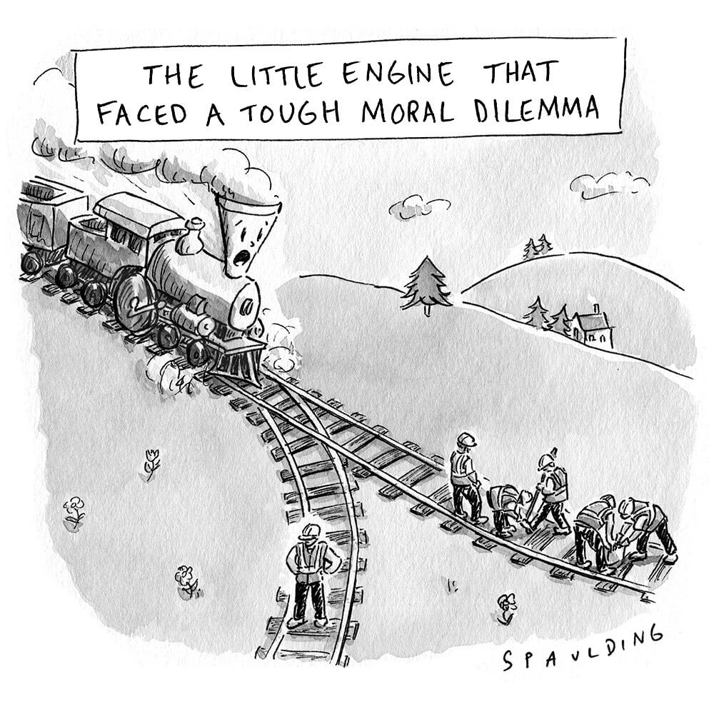 trolley problem cartoon
